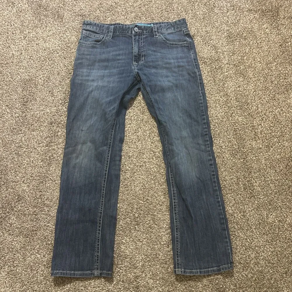 Rock and Roll Denim Revolver Jeans Mens 34x32 Blue Slim Straight Leg